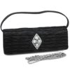 Evening Bag Clutch Purse With Rhinestone Diamond Brooch Black